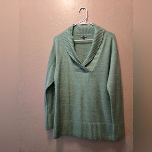 Style & Co. Sage Green Shawl Collar Turtleneck Sweater